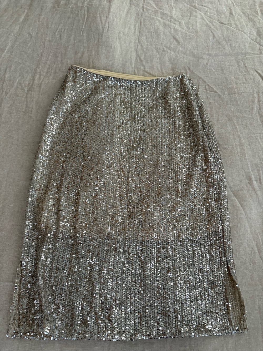 MNG Mango Silver Sequin Midi Skirt